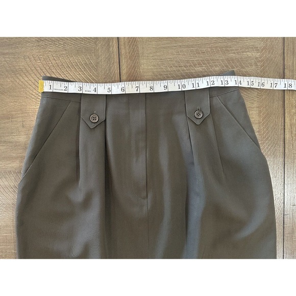 Christian Dior Separates Knee Length Skirt Olive Green Size 8 Pleated 100% Wool - Picture 9 of 12